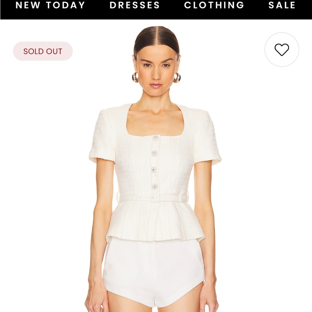 Self-Portrait cream Boucle Peplum Top